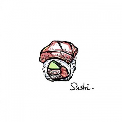 千鹤/简笔插画/听闻美食和你才是绝配