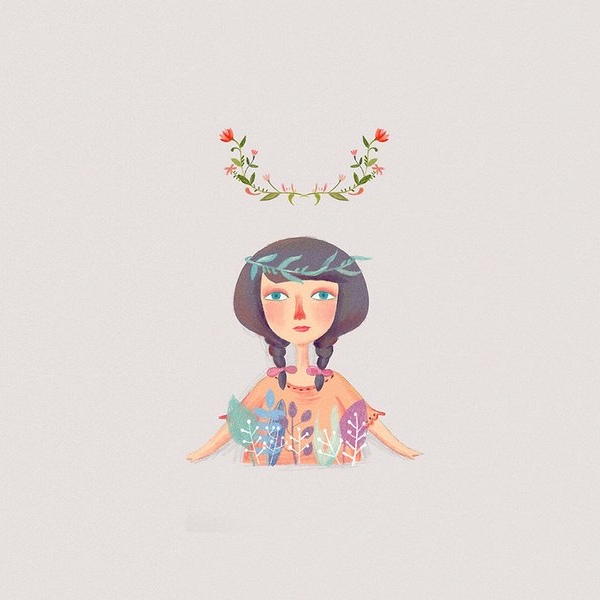 手绘森系人物头像