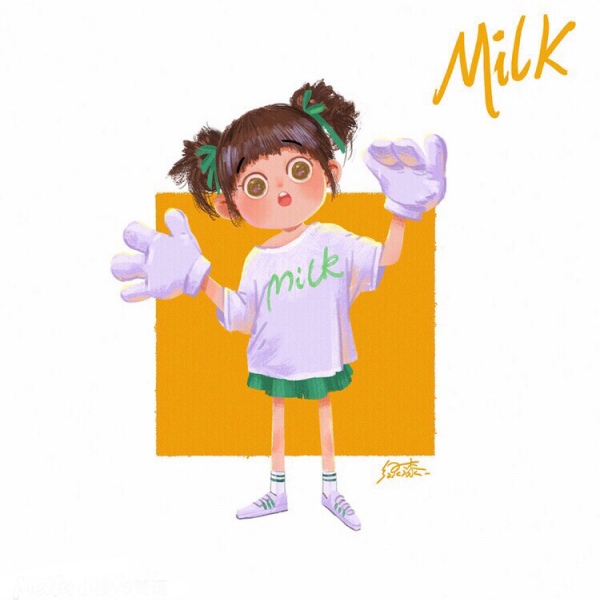 千鹤/唯美卡通插画/绿漆