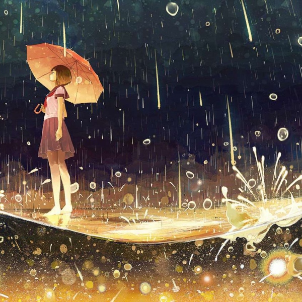 唯美意境微信头像/雨夜 画师げみ