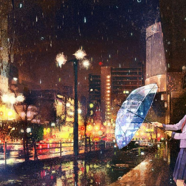 唯美意境微信头像/雨夜 画师げみ