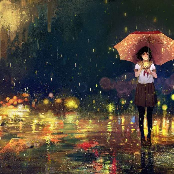 唯美意境微信头像/雨夜 画师げみ