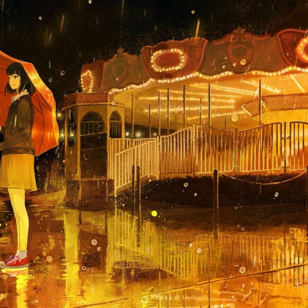 唯美意境微信头像/雨夜 画师げみ