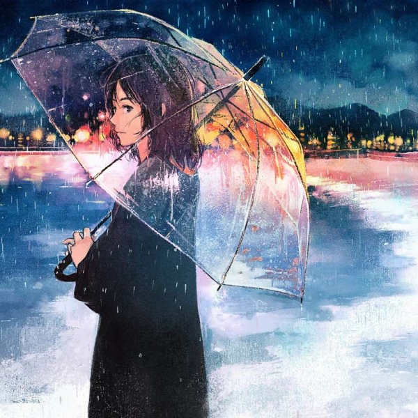 唯美意境微信头像/雨夜 画师げみ