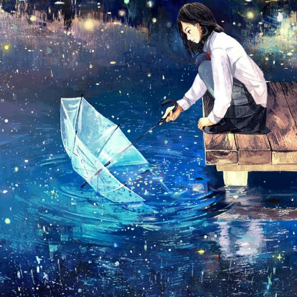 唯美意境微信头像/雨夜 画师げみ
