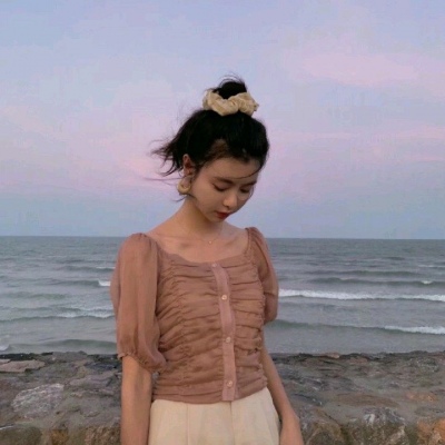 林知晚  唯美意境海边日落女头
