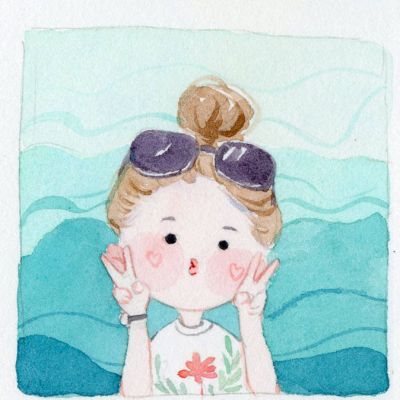 手绘萌脸女生可爱头像