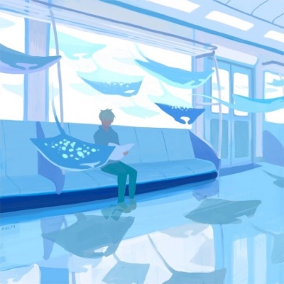 沐糖/蓝色海洋系列 梦幻唯美治愈简约风景静物壁纸