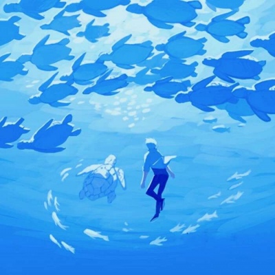 沐糖/蓝色海洋系列 梦幻唯美治愈简约风景静物壁纸
