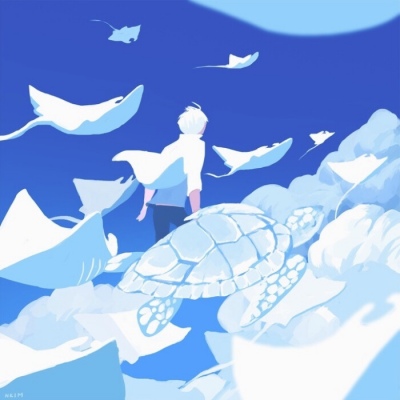 沐糖/蓝色海洋系列 梦幻唯美治愈简约风景静物壁纸