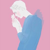 手绘男生微信头像图片抽烟的