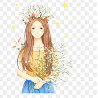 手绘水彩卡通头像