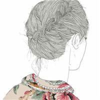 手绘背影女生头像