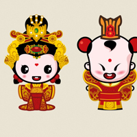 招财童子梦回大唐国画版Q版头像图片