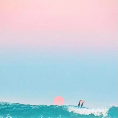碧水蓝天旺财的海边风景头像