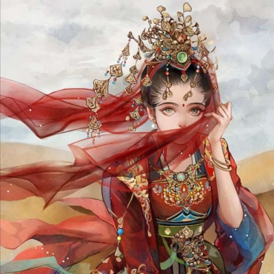 唐崎夜雨／手绘古风插画自截优质女生头像