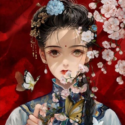 唐崎夜雨／手绘古风美人头像  绘手:长乐nina