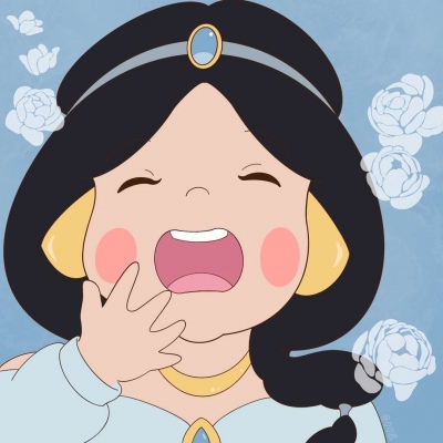 打哈欠的迪士尼公主王子情侣头像