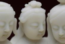 白玉童子拜观音摆件