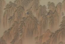 清代墨玉青花山子