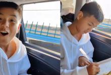 男孩车上补作业本子被风吹走，满头大汗争分夺秒，网友：加油老弟