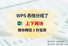 WPS表格分成了上下两块怎么办？教你1秒复原！